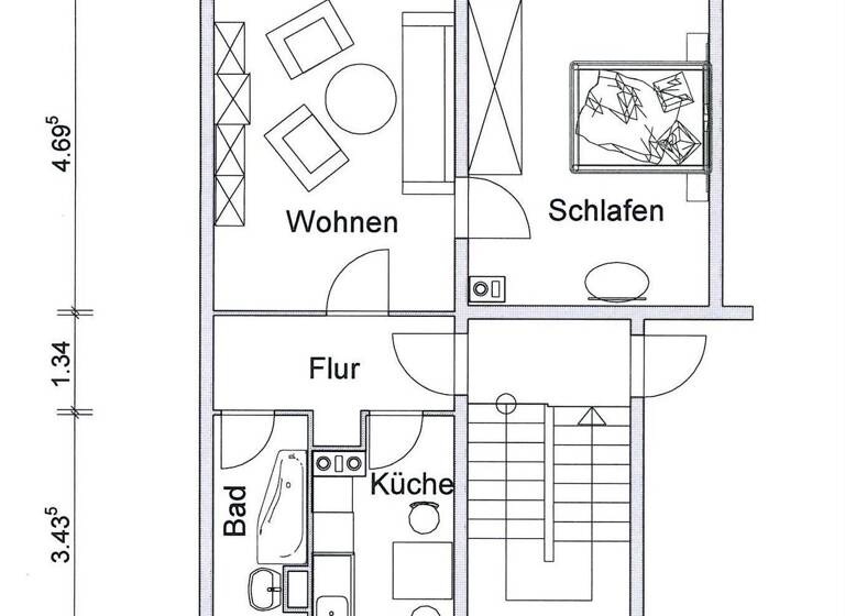 Wohnung zur Miete 272 € 2 Zimmer 45,3 m² frei ab sofort Borna 04552