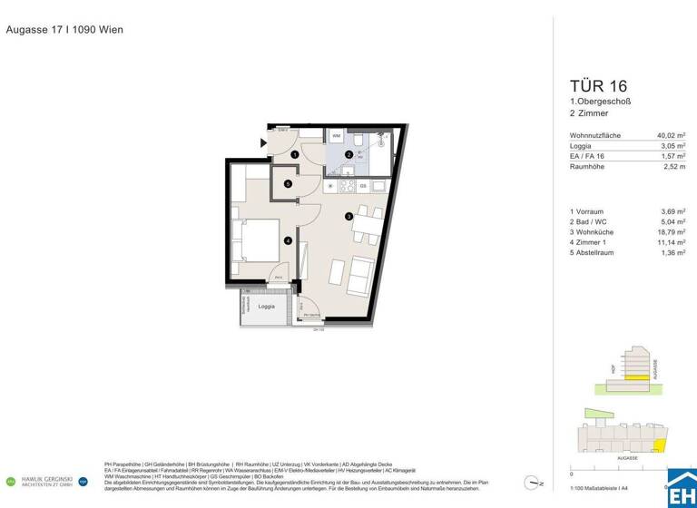 Wohnung zum Kauf - Erstbezug 348.900 € 2 Zimmer 40 m² 1. Geschoss Augasse Wien 1090