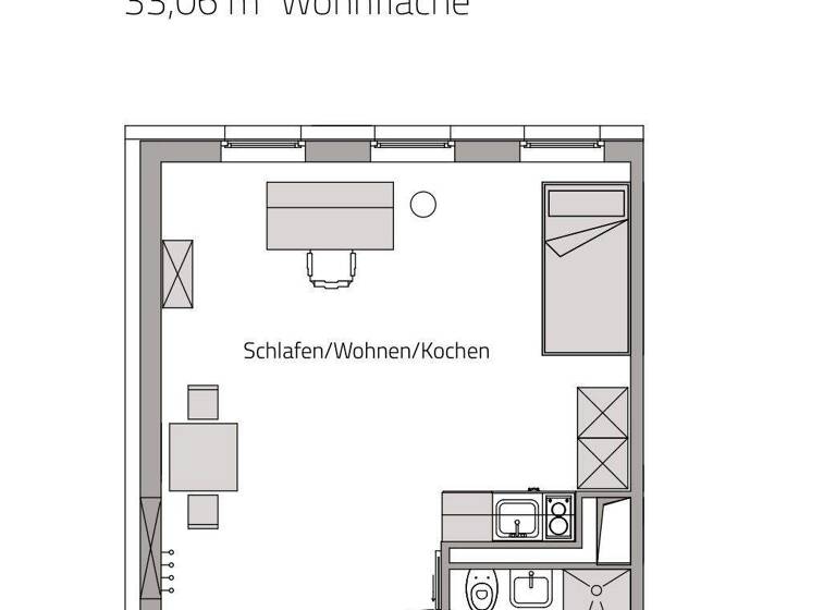 Studio zum Kauf 199.900 € 1 Zimmer 29,7 m² 2. Geschoss Grombühl Würzburg 97076