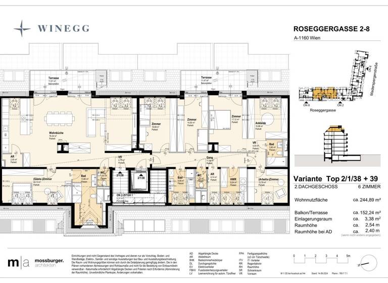 Wohnung zum Kauf - Erstbezug 2.163.200 € 6 Zimmer 244,9 m² 7. Geschoss Roseggergasse 2-8 Wien 1160