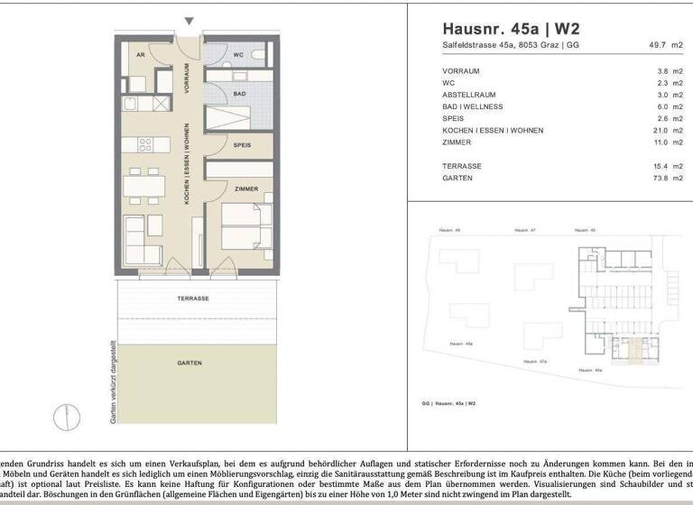 Wohnung zum Kauf - Erstbezug 299.000 € 2 Zimmer 49,7 m² EG frei ab sofort Salfeldstraße 45a Straßgang Graz,16.Bez.:Straßgang 8054