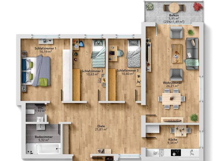 Wohnung zum Kauf 259.000 € 4,5 Zimmer 108 m² 4. Geschoss Wiesental Waghäusel 68753
