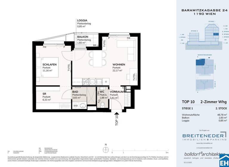 Wohnung zum Kauf - Erstbezug provisionsfrei 375.000 € 2 Zimmer 48,8 m² 2. Geschoss Barawitzkagasse Wien 1190