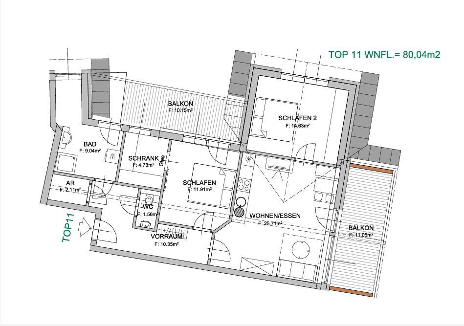 Wohnung zum Kauf 325.000 € 3 Zimmer 79,1 m²<br/>Wohnfläche 2.<br/>Geschoss Stadl an der Mur 8862