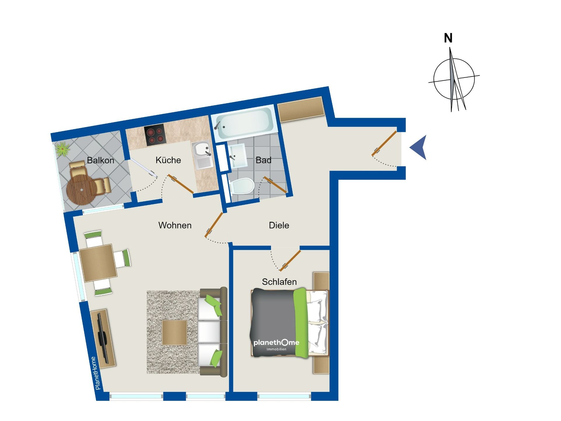 Wohnung zum Kauf 439.000 € 2 Zimmer 49,9 m²<br/>Wohnfläche 1.<br/>Geschoss Thalkirchen München 81379