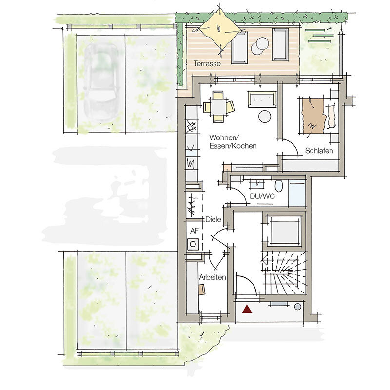 Terrassenwohnung zum Kauf provisionsfrei 510.342 € 2,5 Zimmer 60,5 m²<br/>Wohnfläche 2.<br/>Geschoss ab sofort<br/>Verfügbarkeit Schillerstraße 61a Buckenhofer Siedlung Erlangen 91054