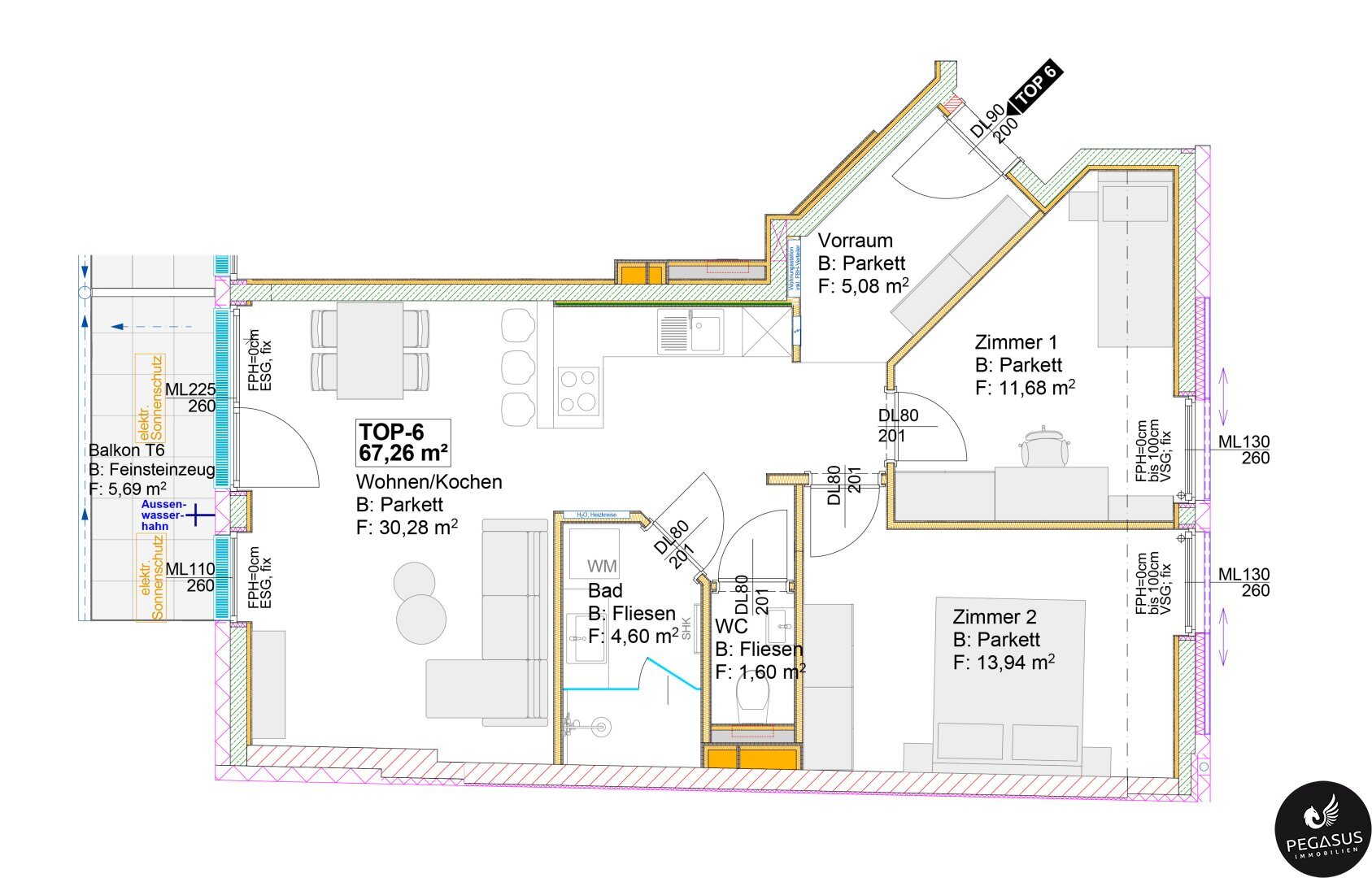 Wohnung zum Kauf 398.000 € 3 Zimmer 67,3 m²<br/>Wohnfläche Eggenberg Graz,04.Bez.:Lend 8020