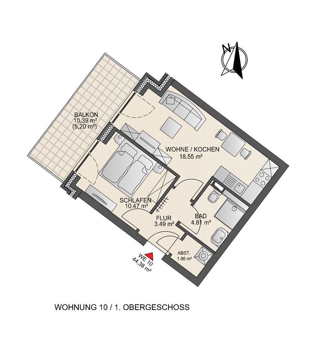 Wohnung zum Kauf 324.900 € 2 Zimmer 44,4 m²<br/>Wohnfläche 1.<br/>Geschoss Duhnen Cuxhaven 27476