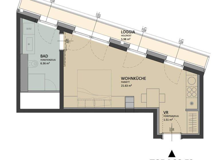 Studio zur Miete - Erstbezug 863 € 1 Zimmer 30 m² 9. Geschoss Laxenburger Straße Wien 1100
