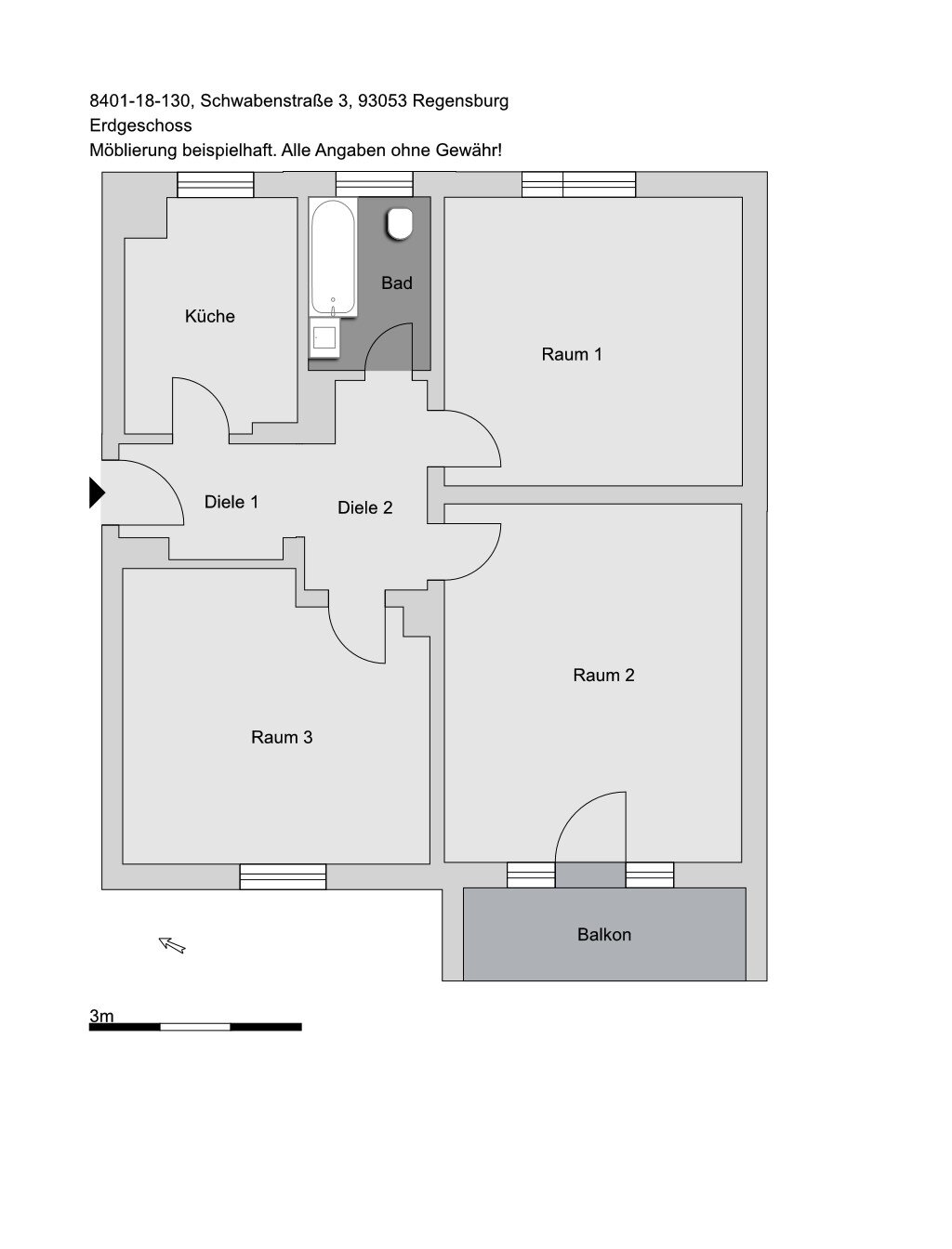 Wohnung zur Miete 793 € 3 Zimmer 79,9 m²<br/>Wohnfläche EG<br/>Geschoss 01.03.2025<br/>Verfügbarkeit Schwabenstraße 3 Burgunderstraße - Napoleonstein Regensburg 93053