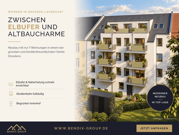 Wohnung zum Kauf - Neubau provisionsfrei 599.500 € 4 Zimmer 98,2 m² 3. Geschoss Laubegast Dresden 01279
