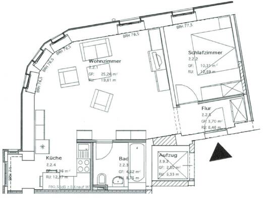 Wohnung zur Miete 420 € 2 Zimmer 50,9 m² 1. Geschoss Adolph-Kolping-Straße 9 Mitte Cottbus 03046