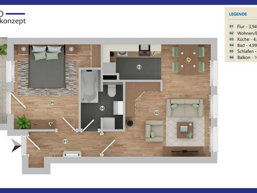 Wohnung zur Miete 310 € 2 Zimmer 46,8 m² 2. Geschoss Richterstraße 19 Ostviertel Gera 07545