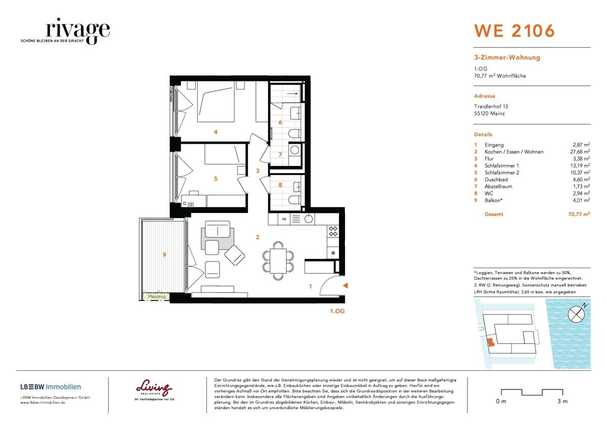 Wohnung zum Kauf 539.000 € 3 Zimmer 70,8 m²<br/>Wohnfläche 1.<br/>Geschoss Altstadt Mainz 55120