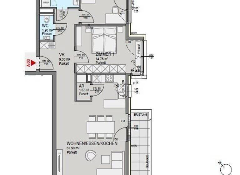 Wohnung zum Kauf - Erstbezug provisionsfrei 609.000 € 3 Zimmer 86,3 m² 1. Geschoss Hohenrainstraße Sankt Peter Graz 8042