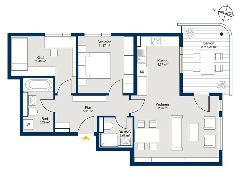 Wohnung zum Kauf 609.000 € 3 Zimmer 71,7 m² 1. Geschoss Gret-Palucca-Weg 5 Aubing-Lochhausen-Langwied München 81245