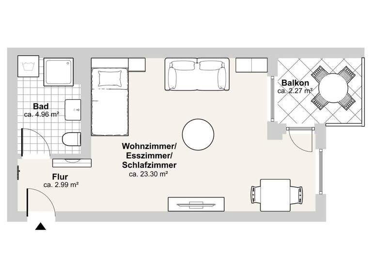 Studio zur Miete 860 € 1 Zimmer 33,3 m² frei ab sofort Rehlingstraße 6 a Wiehre Freiburg im Breisgau 79100