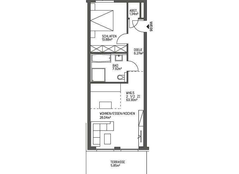 Wohnung zum Kauf 272.000 € 2,5 Zimmer 63,3 m² EG Höntrop Bochum / Höntrop 44869