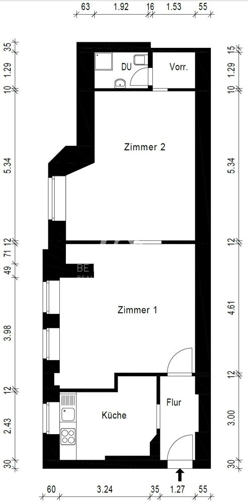 Wohnung zum Kauf provisionsfrei 309.000 € 2 Zimmer 58,8 m²<br/>Wohnfläche EG<br/>Geschoss Triftstr. 46 Wedding Berlin 13353