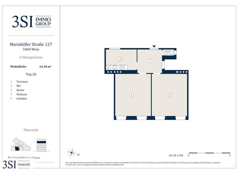 Wohnung zum Kauf 285.000 € 2 Zimmer 62,2 m² 4. Geschoss Mariahilfer Straße 127 Wien 1060