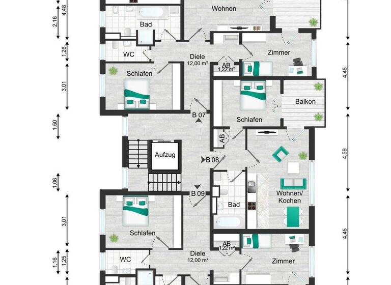 Wohnung zur Miete 1.200 € 3 Zimmer 87,3 m² 2. Geschoss Grenzach Grenzach-Wyhlen 79639