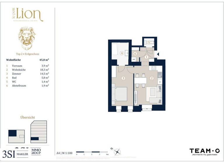 Wohnung zum Kauf - Erstbezug 385.000 € 2 Zimmer 45,8 m² EG Rotenlöwengasse 16 Wien 1090
