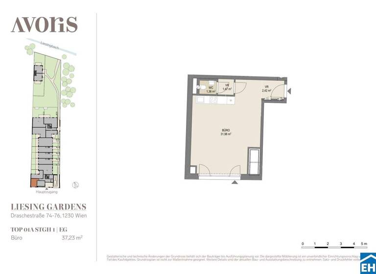 Büro zum Kauf - Erstbezug provisionsfrei 176.000 € 1 Zimmer Draschestraße Wien 1230