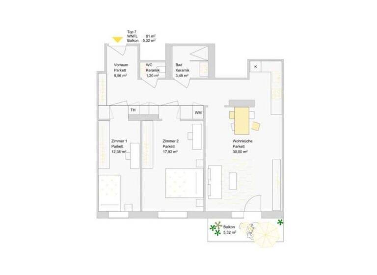 Wohnung zur Miete - Erstbezug 1.508 € 3 Zimmer 81 m² 1. Geschoss Maxingstraße Wien 1130