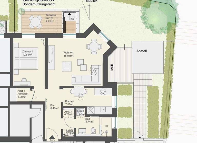 Wohnung zum Kauf provisionsfrei 595.000 € 2 Zimmer 58 m² EG Grube 4 Blankenese Hamburg 22587