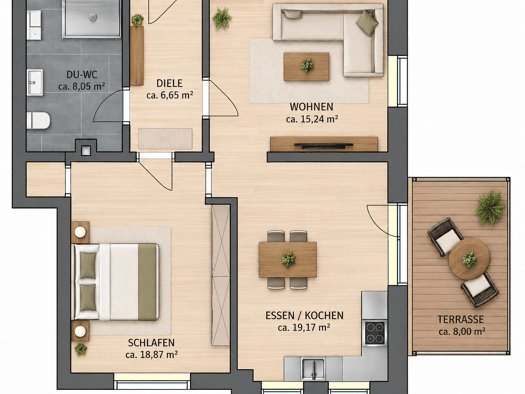 Wohnung zur Miete - Erstbezug 1.240 € 3 Zimmer 73 m² frei ab 01.10.2026 Urbar 56182