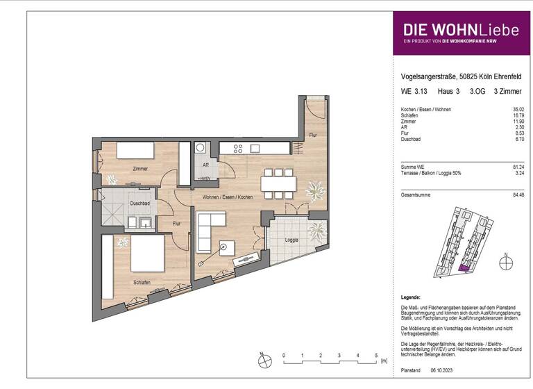 Wohnung zum Kauf - Erstbezug provisionsfrei 659.900 € 3 Zimmer 84,5 m² 3. Geschoss Vogelsanger Straße 271 Ehrenfeld Köln 50825