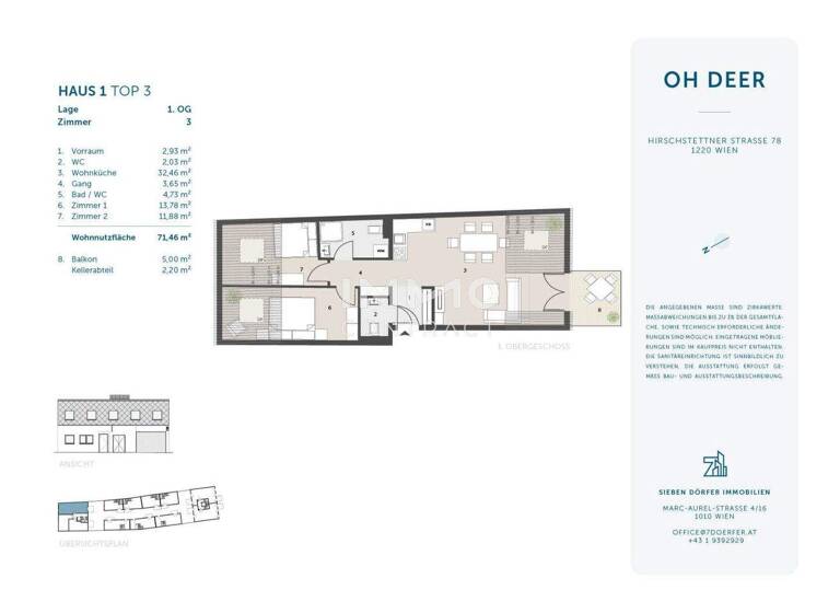 WG-Zimmer zum Kauf - Erstbezug provisionsfrei 365.000 € 3 Zimmer 71,5 m² Wien 1220