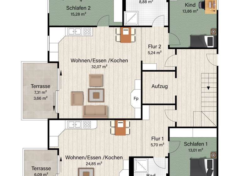 Wohnung zum Kauf - Erstbezug provisionsfrei als Kapitalanlage geeignet 466.100 € 3,5 Zimmer 79 m² Heutingsheim Freiberg am Neckar 71691