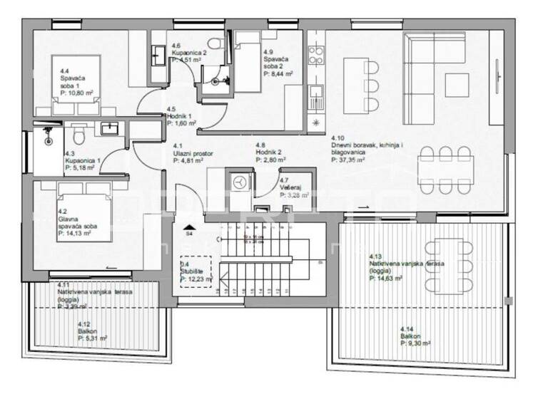 Wohnung zum Kauf 415.695 € 4 Zimmer 118 m² 2. Geschoss Pag