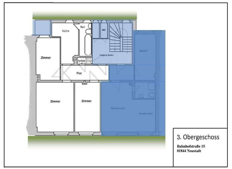 Wohnung zur Miete 575 € 3 Zimmer 71 m² 3. Geschoss frei ab sofort Bahnhofstraße 15 Neustadt Neustadt in Sachsen 01844