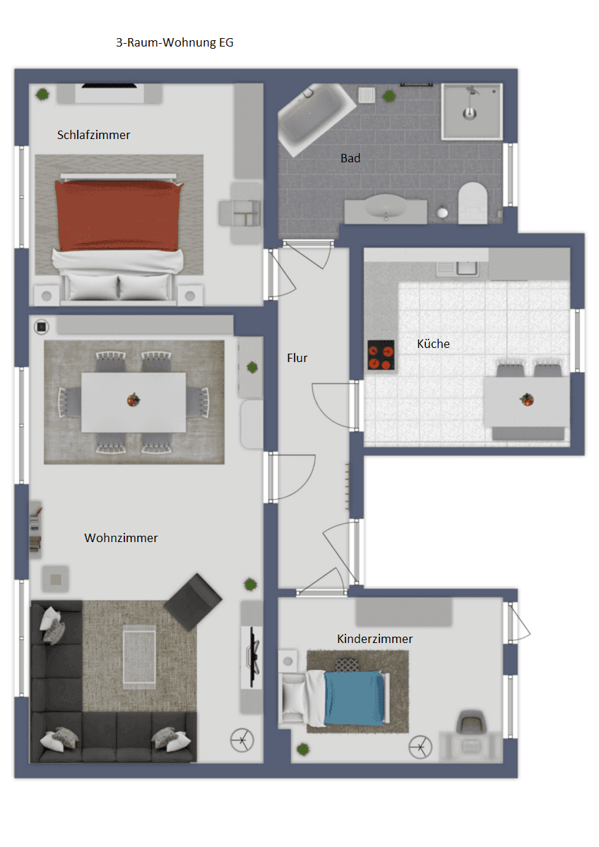 Wohnung zur Miete 765 € 3 Zimmer 85 m²<br/>Wohnfläche EG<br/>Geschoss ab sofort<br/>Verfügbarkeit Muldensteiner Straße 77 Friedersdorf Muldestausee 06749