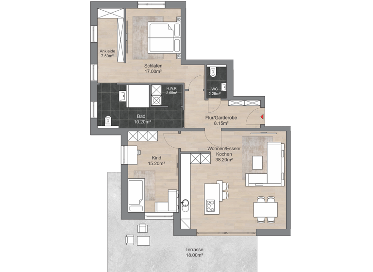 Terrassenwohnung zum Kauf - Erstbezug provisionsfrei 375.000 € 3,5 Zimmer 107 m² EG frei ab sofort Schinkestraße 64 Holsen Bünde 32257
