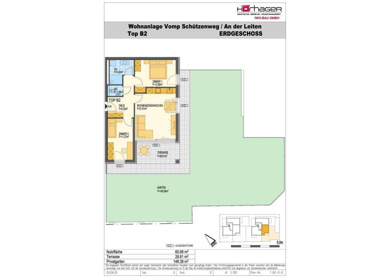 Terrassenwohnung zum Kauf provisionsfrei 407.150 € 3 Zimmer 60,7 m² EG Schützenweg Vomp 6134