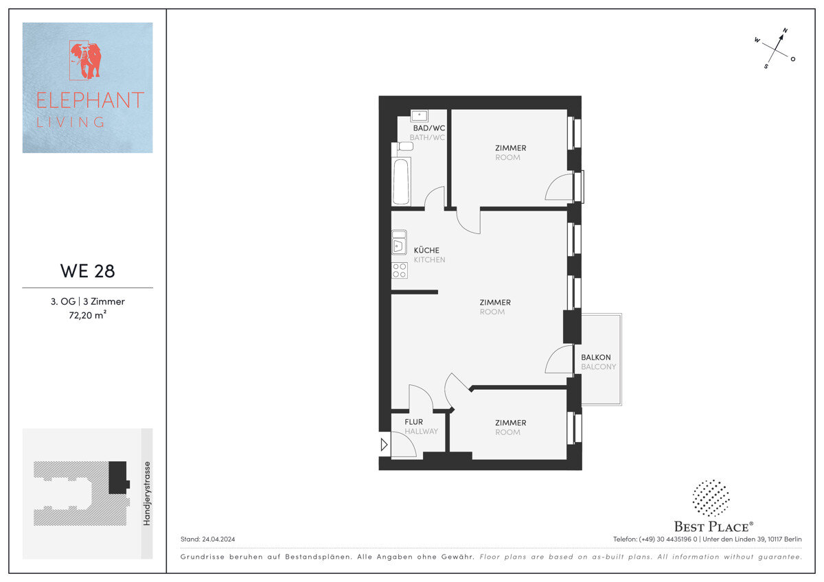 Wohnung zum Kauf provisionsfrei 298.000 € 3 Zimmer 72,2 m²<br/>Wohnfläche 3.<br/>Geschoss Handjerystraße 36 Adlershof Berlin 12489