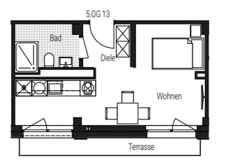Studio zur Miete - Erstbezug 720 € 1 Zimmer 30,8 m² 5. Geschoss Steinbühler Straße 4-6 Tafelhof Nürnberg 90443