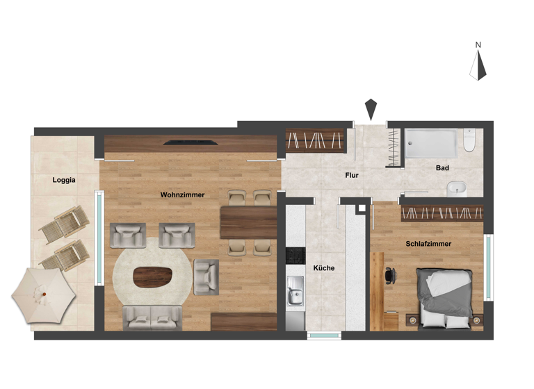 Wohnung zum Kauf provisionsfrei 255.000 € 2 Zimmer 77,1 m² Geschoss EG/4 Nordstadt Fürth 90765