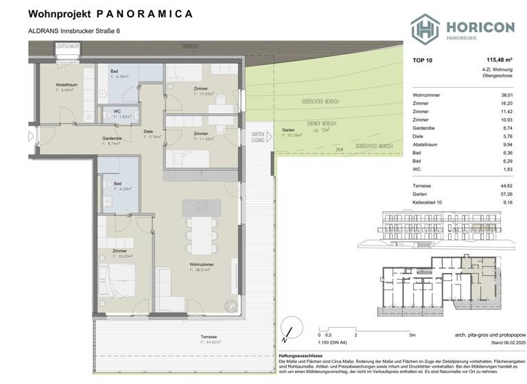 Wohnung zum Kauf provisionsfrei 1.039.000 € 4 Zimmer 115,5 m² 1. Geschoss Aldrans 6071