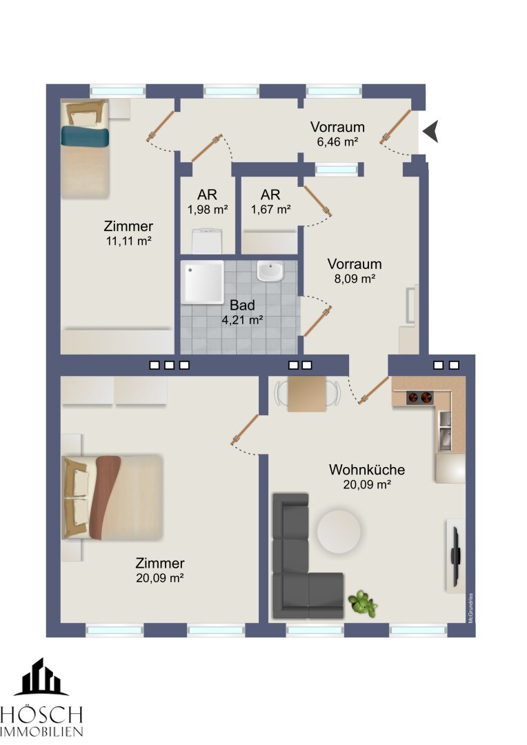 Wohnung zum Kauf 439.000 € 3 Zimmer 73,5 m²<br/>Wohnfläche 3.<br/>Geschoss Wien 1150