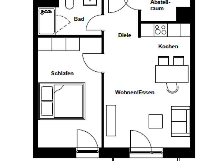 Wohnung zur Miete 1.250 € 2 Zimmer 46,6 m² 5. Geschoss frei ab 01.04.2026 Wandalenweg 5 Hammerbrook Hamburg 20097