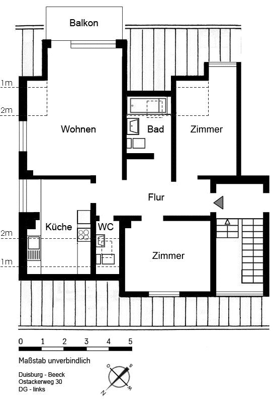 Wohnung zur Miete 619 € 3,5 Zimmer 77 m²<br/>Wohnfläche 3.<br/>Geschoss Ostackerweg 30 Beeck Duisburg 47139