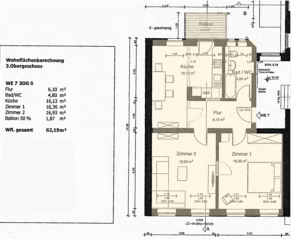 Wohnung zur Miete 1.163 € 2 Zimmer 62,2 m²<br/>Wohnfläche 3.<br/>Geschoss ab sofort<br/>Verfügbarkeit Neustädter Str. 30 Neustadt-Neuschönefeld Leipzig 04315