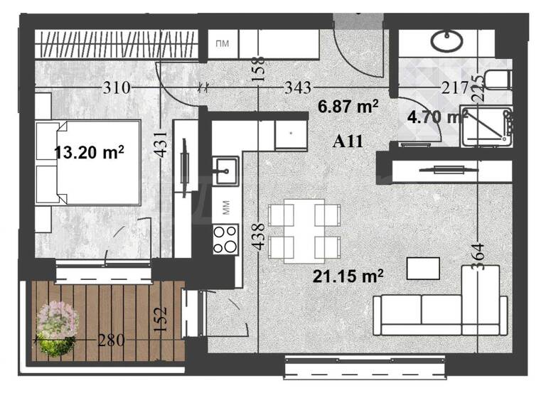 Studio zum Kauf 185.500 € 2 Zimmer 73,2 m² Sofia