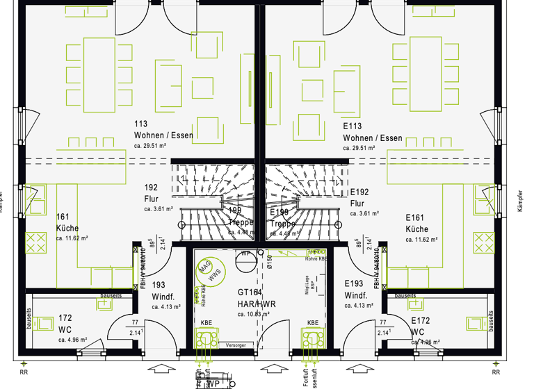 Doppelhaushälfte zur Miete - Erstbezug 1.400 € 4 Zimmer 120 m² 250 m² Grundstück Altchemnitz Chemnitz 09120