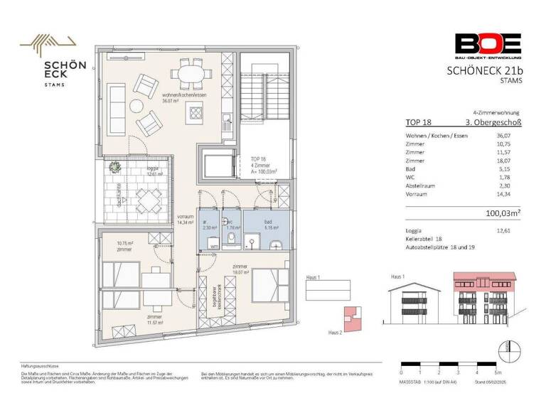 Penthouse zum Kauf - Erstbezug 695.000 € 4 Zimmer 100 m² 3. Geschoss Schöneck 21b Stams 6422