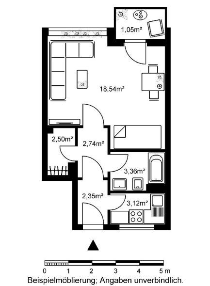 Wohnung zur Miete 501 € 1 Zimmer 33 m²<br/>Wohnfläche 2.<br/>Geschoss Eduard-Bernstein-Weg 2 Niederursel Frankfurt am Main 60439